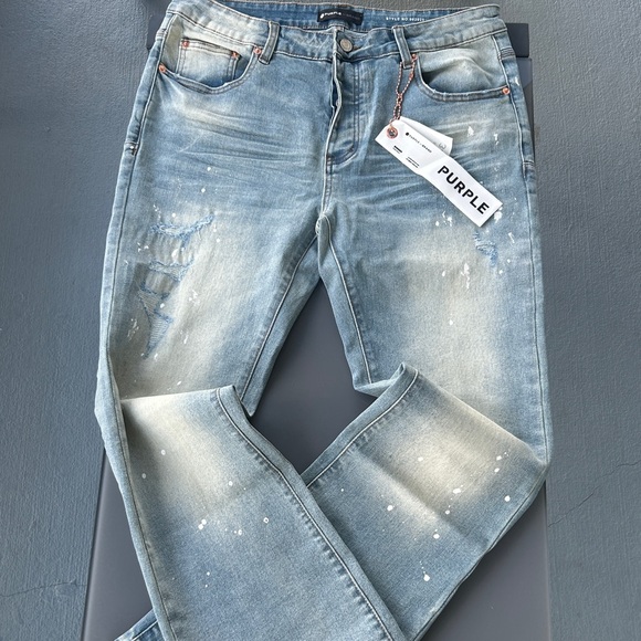 Purple Other - Purple Distressed Light Blue Jeans
